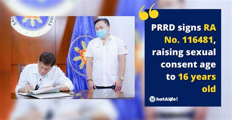 republic act (ra) no. 11648|Duterte signs bill raising age of sexual consent to 16.